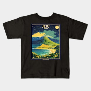 Jeju Island South Korea Starry Night Travel Tourism Retro Vintage Kids T-Shirt